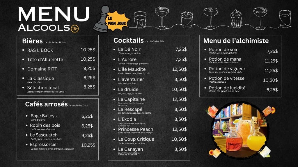 Menu alcool — Pion Joue